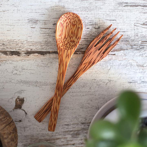 Handmade Coconut Wood Spoon and Fork Set of 2