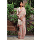 Pure Linen Saree | Pink & Green Zari Stripes