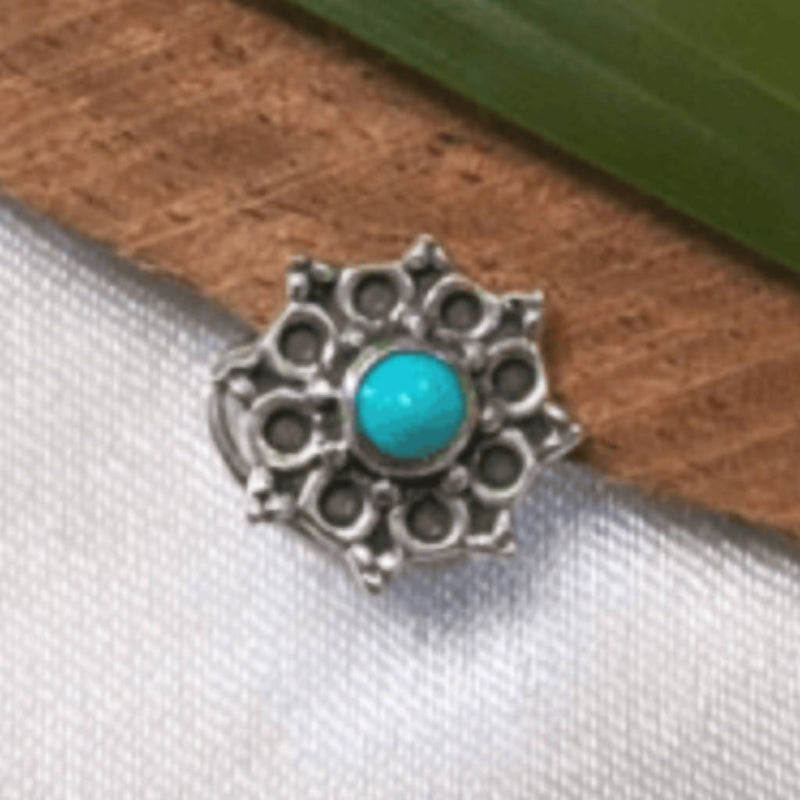 92.5 Silver Turquoise Stone Nose Stud