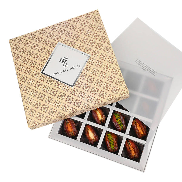 Zero Preservative Classic Beige Premium Filled Dates Gift Box | 12 Pcs