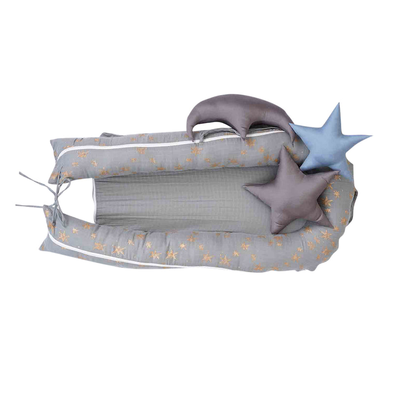 Newborn Baby Gifts | Organic Cotton Nest Bed | Grey