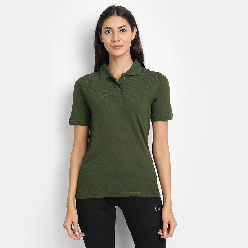 Bamboo Fabric Polo T-Shirt | Olive Green