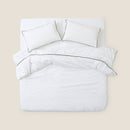 Organic Cotton Piping Detailed Duvet Cover Set | White