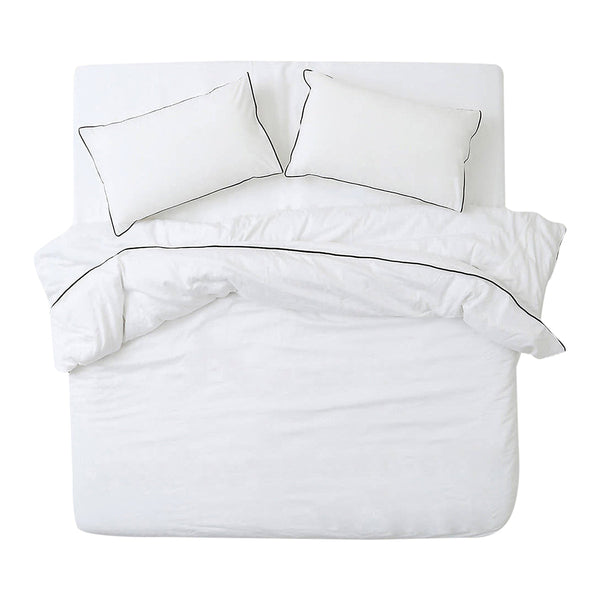 Organic Cotton Piping Detailed Duvet Cover Set | White