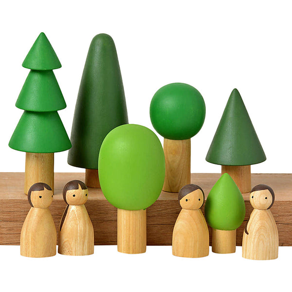 Birch and Bug Wooden Toys for Kids | Birch Folk In Evergreen Forest | BPA Free | Set of 12