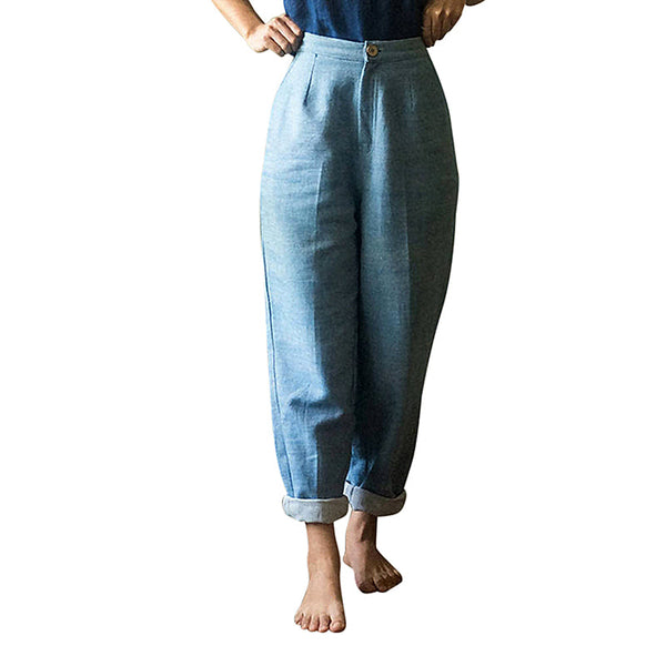 Cotton Twill Weave Elasticated Pants | Blue