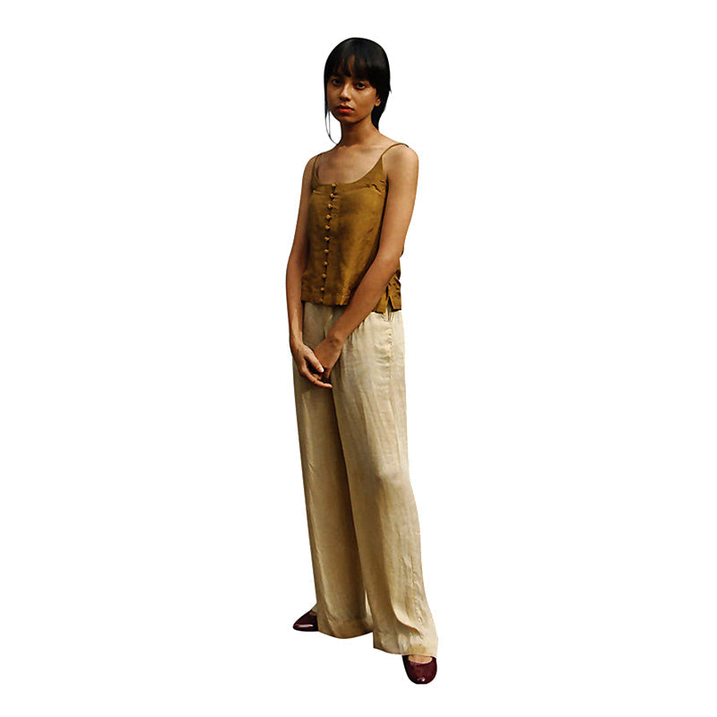 Handwoven Mulberry Silk Slip Top | Gold