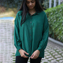 Handwoven Mulberry Silk Oversized Shirt | Green