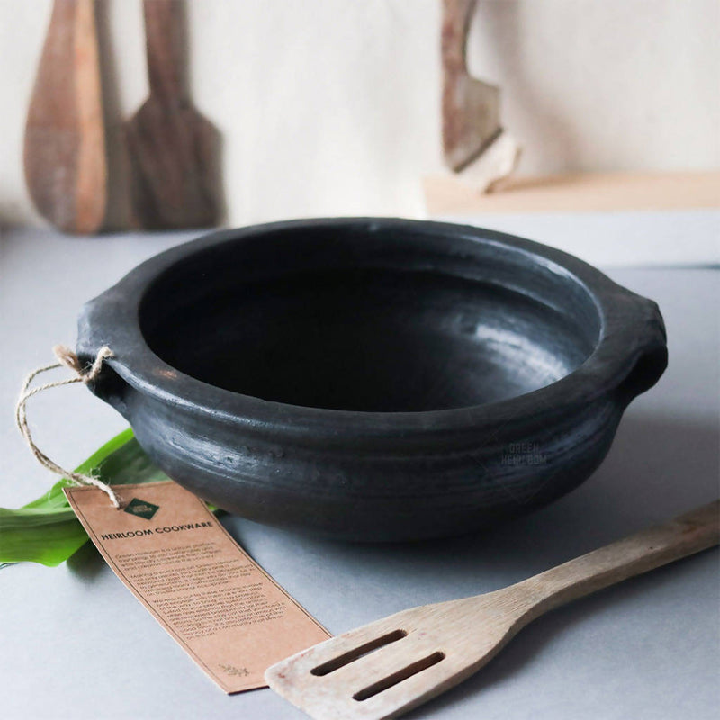 Clay Pots For Cooking | Blackened Clay Urli Pot | 11.5 inches