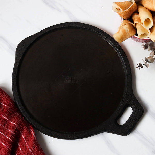 Cast Iron Tawa | Dosa | Black | Diameter - 10 inch, Height - 1.2 inch