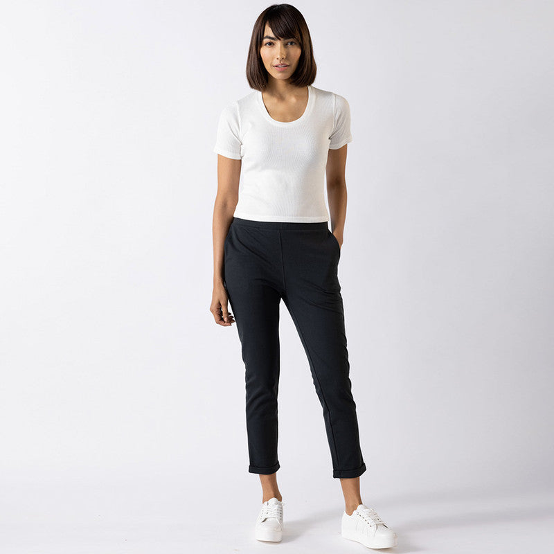 Cotton Modal Scoop Neck Top | Marshmallow White