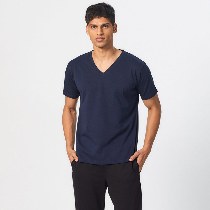 Pima Cotton T-Shirt | V-Neck | Sea Blue