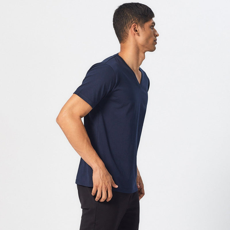 Pima Cotton T-Shirt | V-Neck | Sea Blue