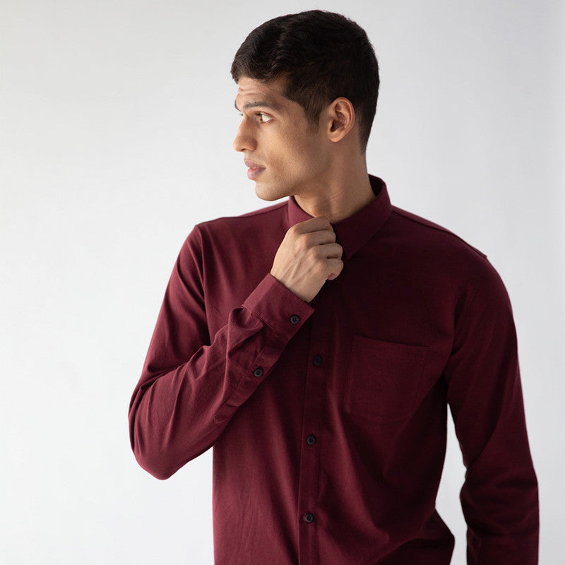 Cotton Jersey Shirt | Maroon