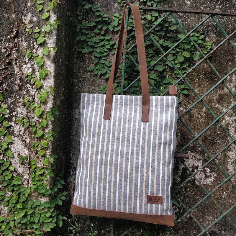 Handcrafted Weave Juco Book Bag | Blue Striped