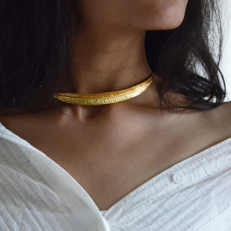 Brass Choker Necklace | Artisanal Made | Gold Toned