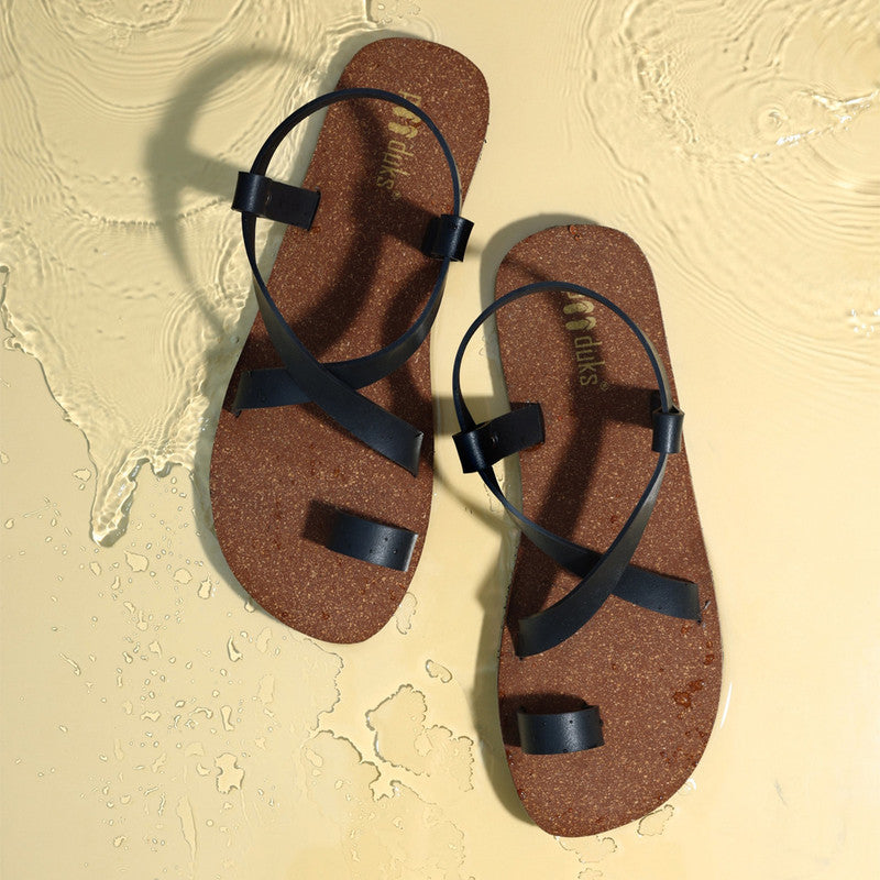 Paaduks Women's Sandals | Upcycled Rubber Footwear | Black & Brown.