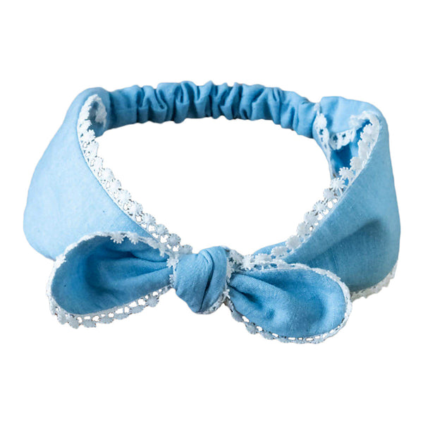 Hairband for Baby Girl & Kids | Organic Cotton Lace | Light Indigo