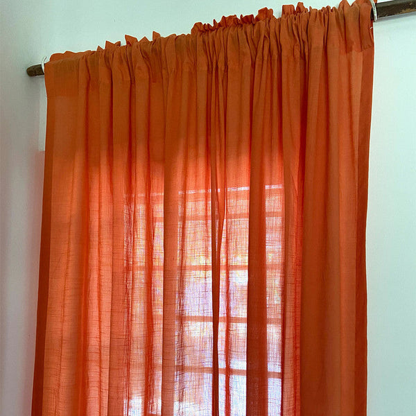 Pure Cotton Curtains | Sheer Fabric | Orange