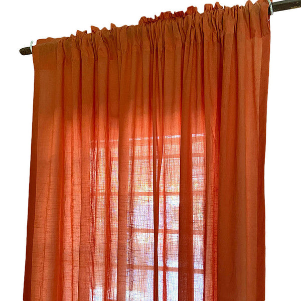 Pure Cotton Curtains | Sheer Fabric | Orange