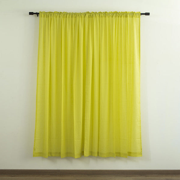 Pure Cotton Curtains | Sheer Fabric | Lemon Green