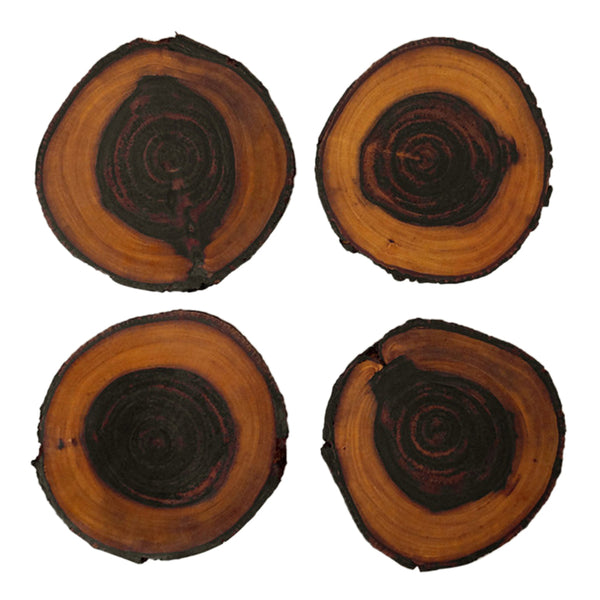 Wooden Coasters | Round Coasters | Babool Wood | Set of 4