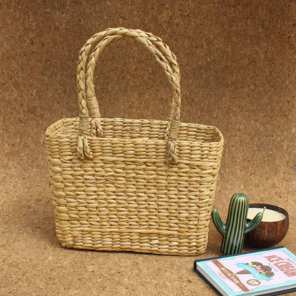 Beige Kauna Grass Basket Bag