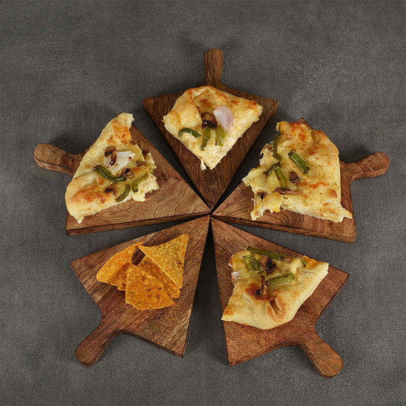 Wooden Pizza Slice Shaped Platter - Set of 2