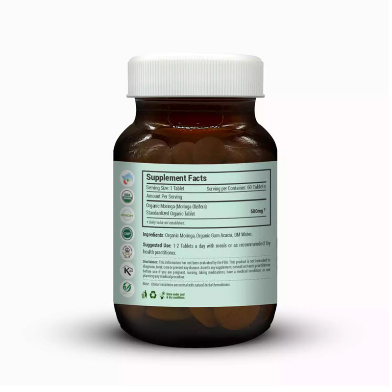 Organic Moringa Dietary Supplement - 60 Tablets