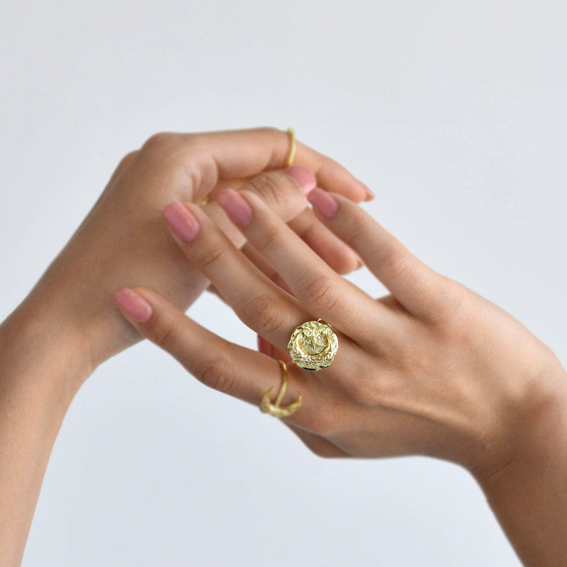 Brass Gold Plated Statement Ring | Casual Outfits