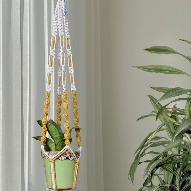 Cotton Macrame Plant Holder | Yellow