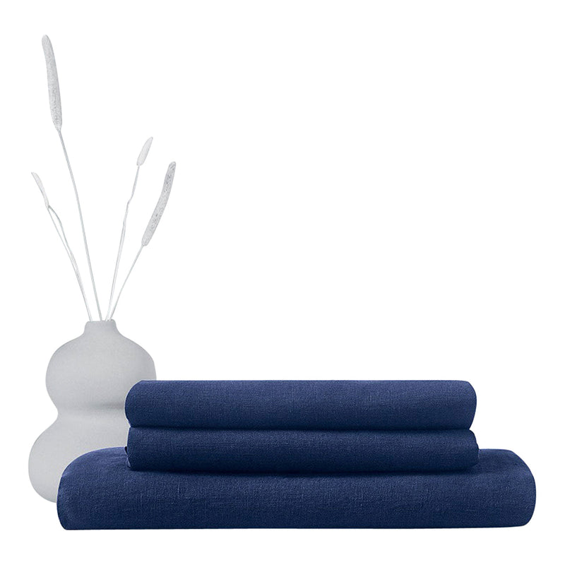 Pure Linen Bedsheet Set | Blue