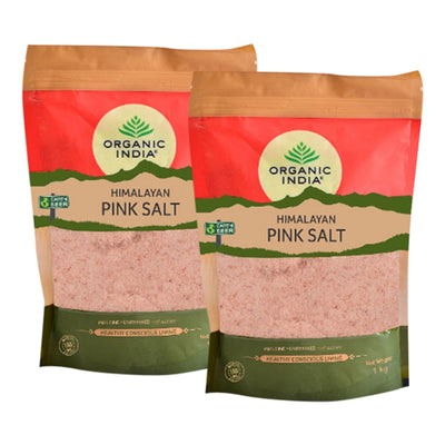 Organic India | Natural Pink Rock Salt | Sendha Namak | 1 kg | Pack of 2