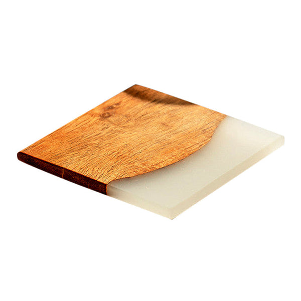 Wooden Coasters | Acacia Wood & Epoxy | Set of 4 | White