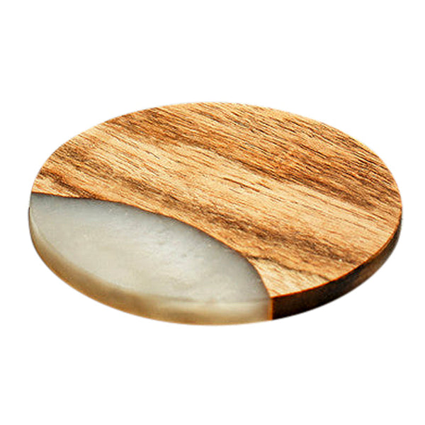 Wooden Coasters | Acacia Wood |  4 Inches | Set of 4 | White