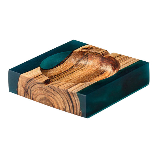 Acacia Wood Ash Tray | Blue