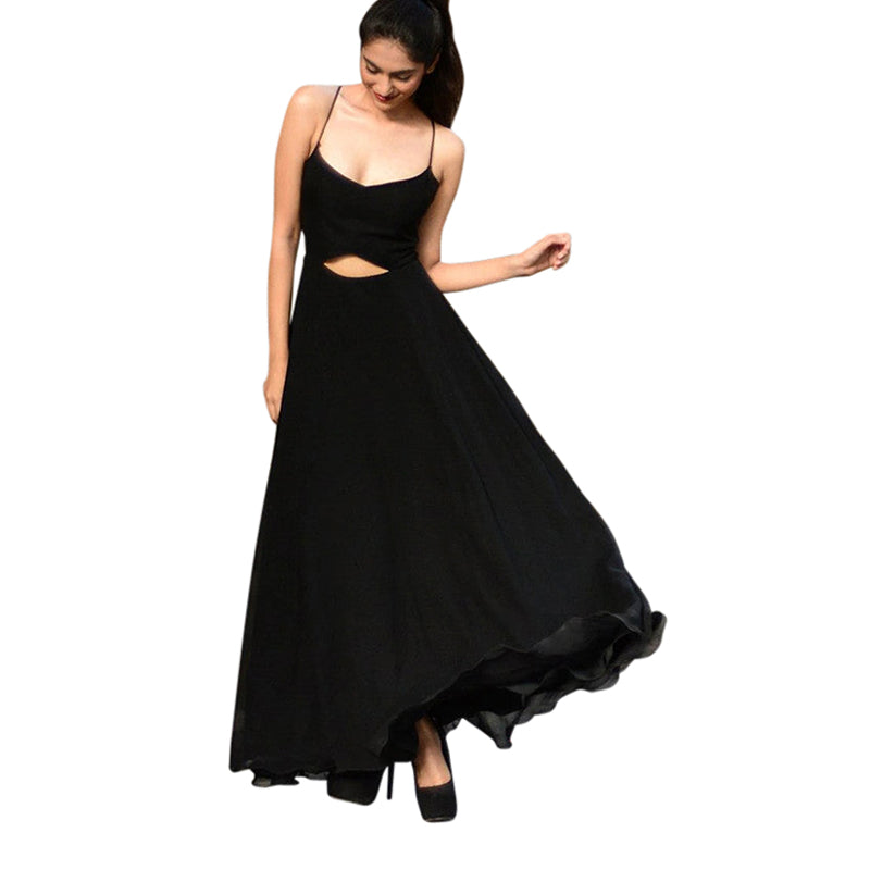 Cotton Maxi Dress | Flared Dress | Black