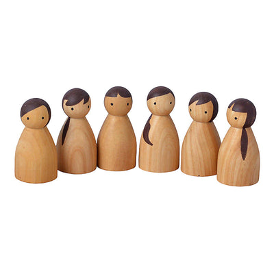 Birch and Bug Gifts for Kids | Wooden Peg Dolls for Kids | Non-Toxic Paints | Set of 6