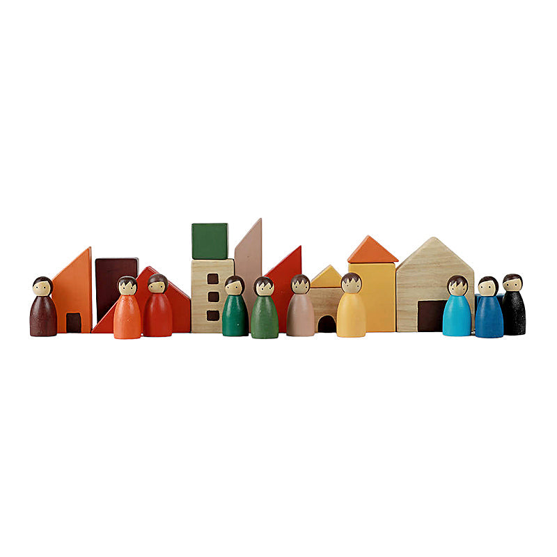 Birch and Bug Wooden Blocks with Birch Folk for Kids | Birch House | Set of 12