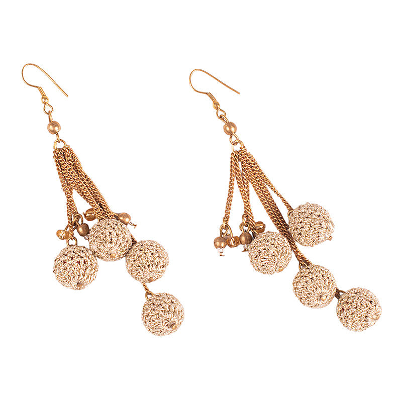 Brass & Metallic Thread Danglers Earrings | Silver