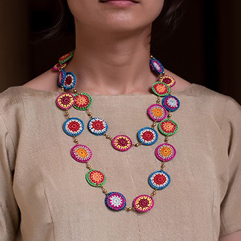 Necklace For Women | Brass & Thread | Handmade | Multicolour