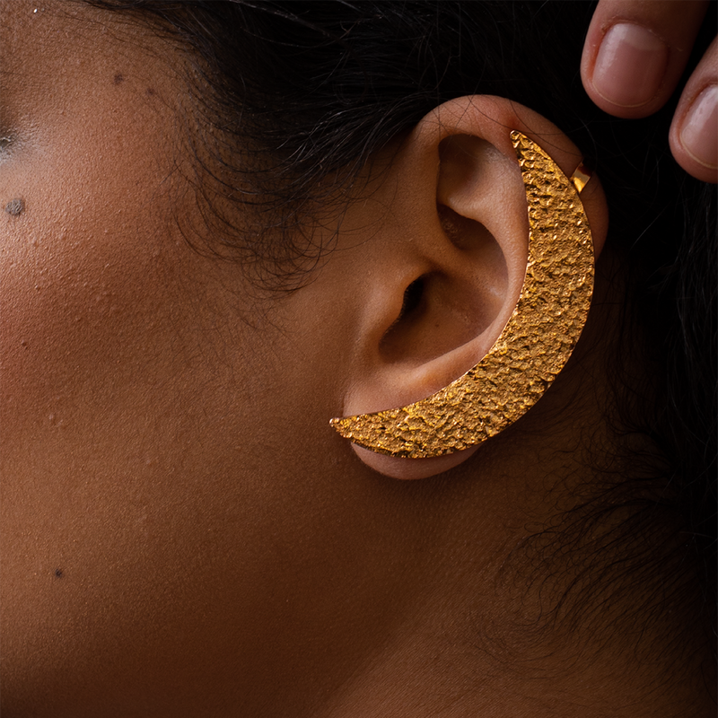 Ear Cuff Earrings | Crescent Moon Design | Gold Toned