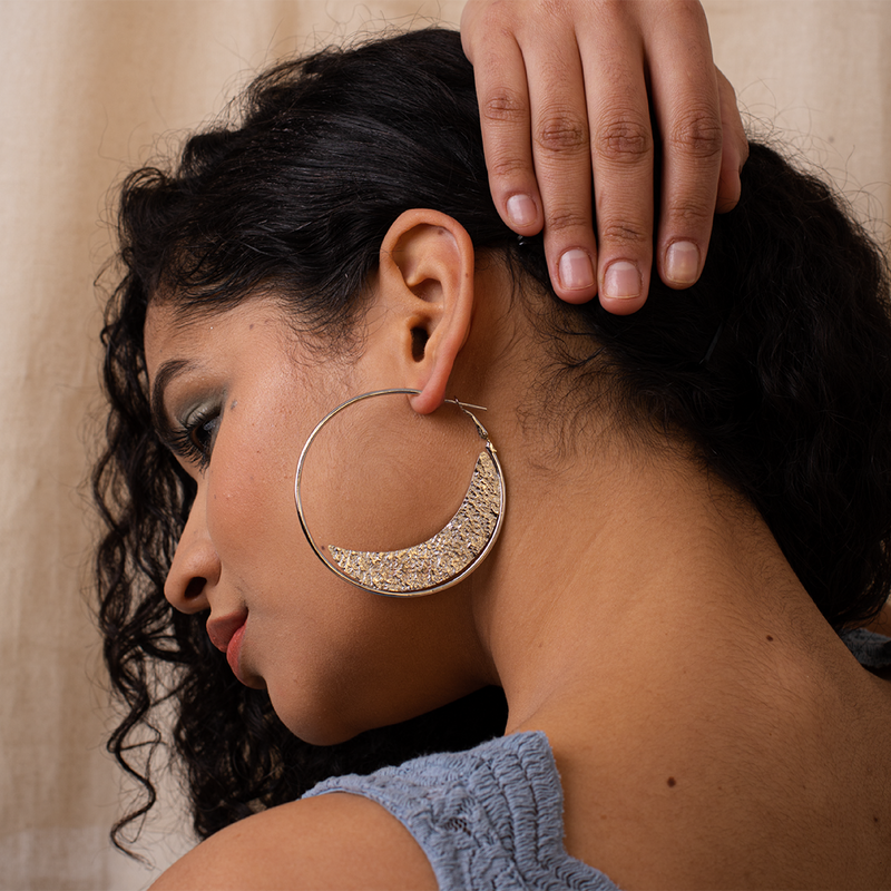 Brass Hoop Earrings | Silver Plated