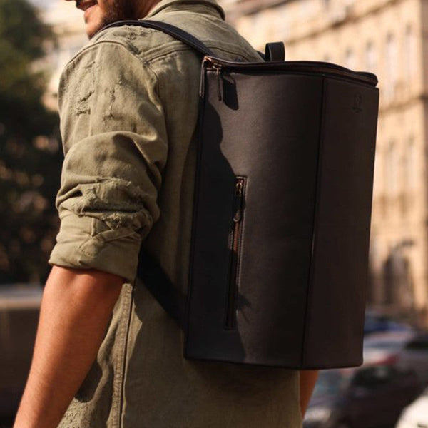 Recycled Leather Backpack | Handmade | Black