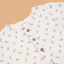 Cotton Kurta Shirt for Kids | Floral Printed | Blue & White