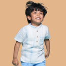 Cotton Kurta Shirt for Kids | Blue & White