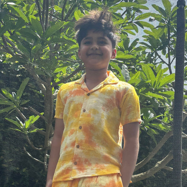 Cotton Collar Shirt for Kids | Yellow & Orange