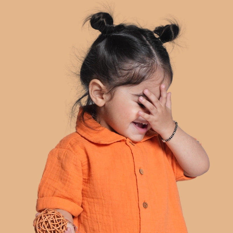 Cotton Collar Shirt for Kids | Orange