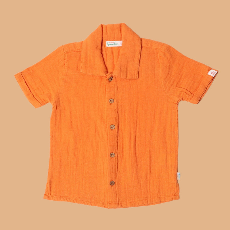 Cotton Collar Shirt for Kids | Orange