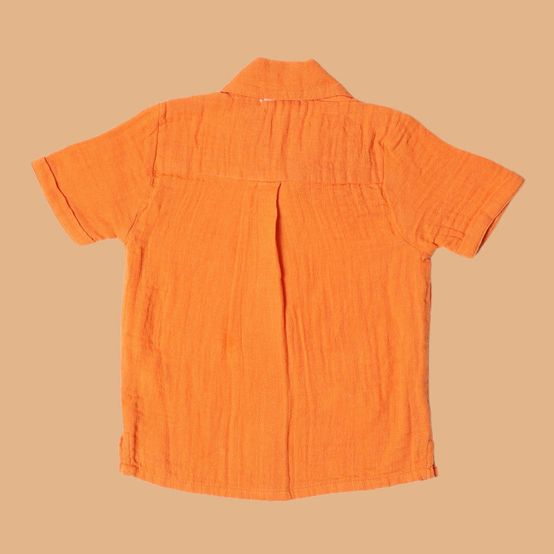 Cotton Collar Shirt for Kids | Orange